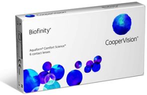 Sphärische Kontaktlinse Biofinity zur Korrektur von Kurz- oder Weitsichtigkeit